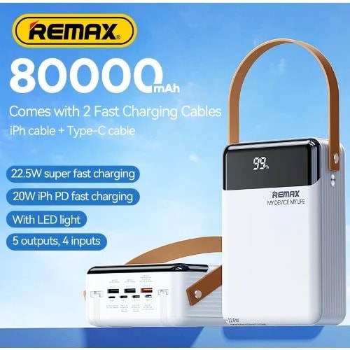 Power Bank - 80000mAh - White - Rpp-566