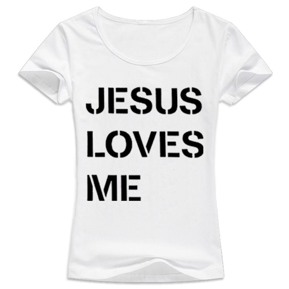 Women Casual T-Shirt Short Sleeves Shirt Tshirt T Shirts  Jesus Loves Me Cute Black Harajuku Saying Tumblr
