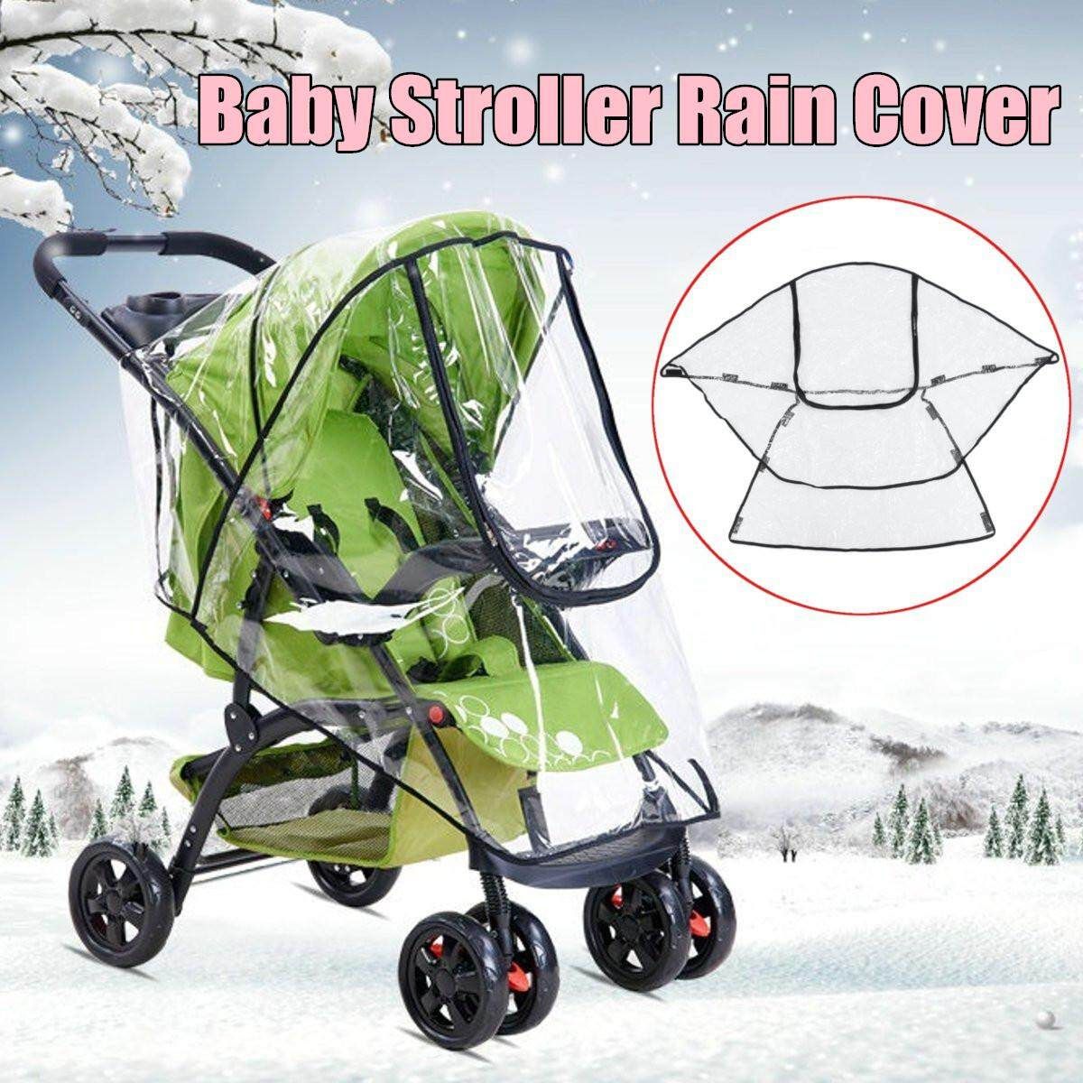 Baby Stroller Shield Rain Cover W/ Zipper Wind Waterproof Canopy Universal Size