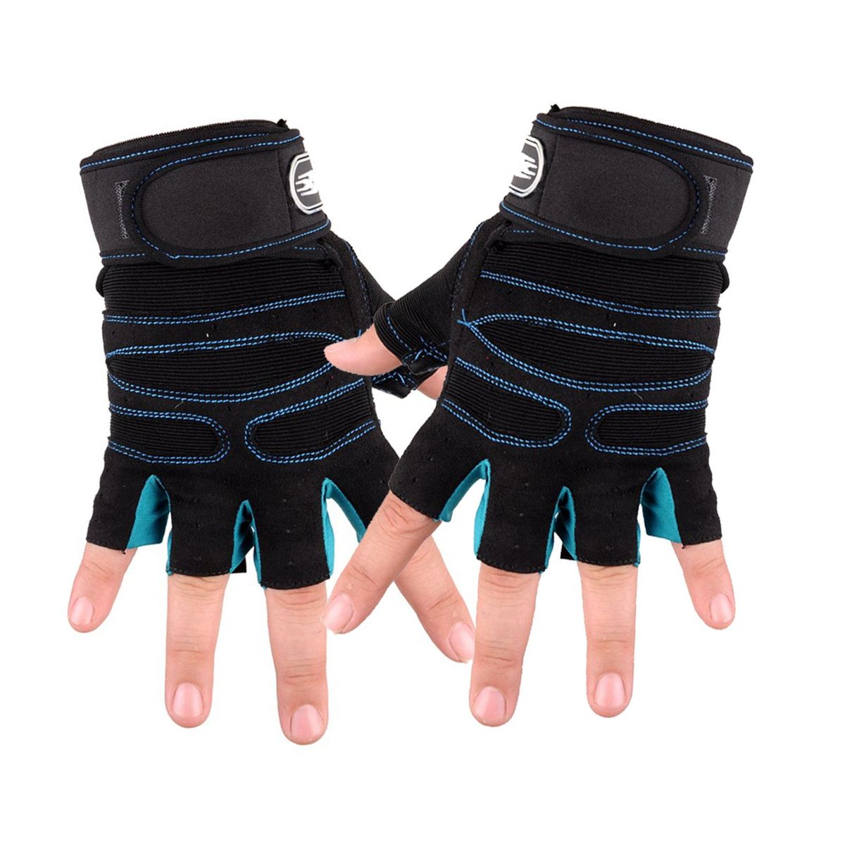 1 Pair Fitness Gloves Breathable Antiskid Wear-Light Blue
