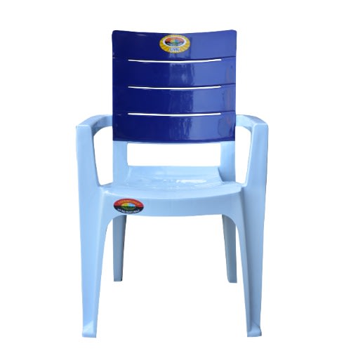 Plastic Dual Colour Chair - White & Blue
