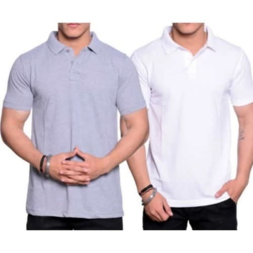 Polo T-shirt For Men - Grey & White -Set Of 2