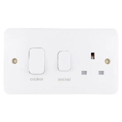 Schneider Electric 45a Led Lisse Cooker Control Unit - 2 Gang - White Mold
