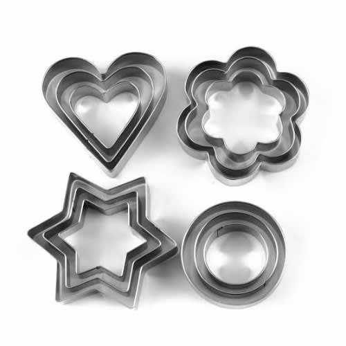 4 In 1 Fondant and Cookies Cut-outs- Heart Star Flower And Round Shape