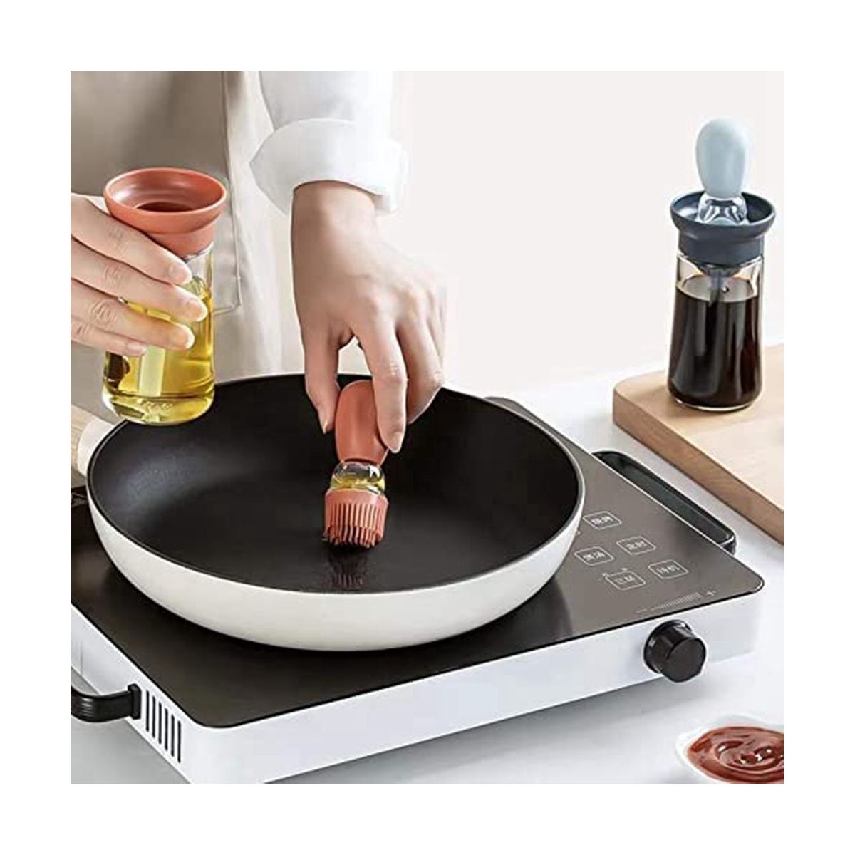 Olive Oil Dispenser with Brush, Measuring Oil Dispenser D