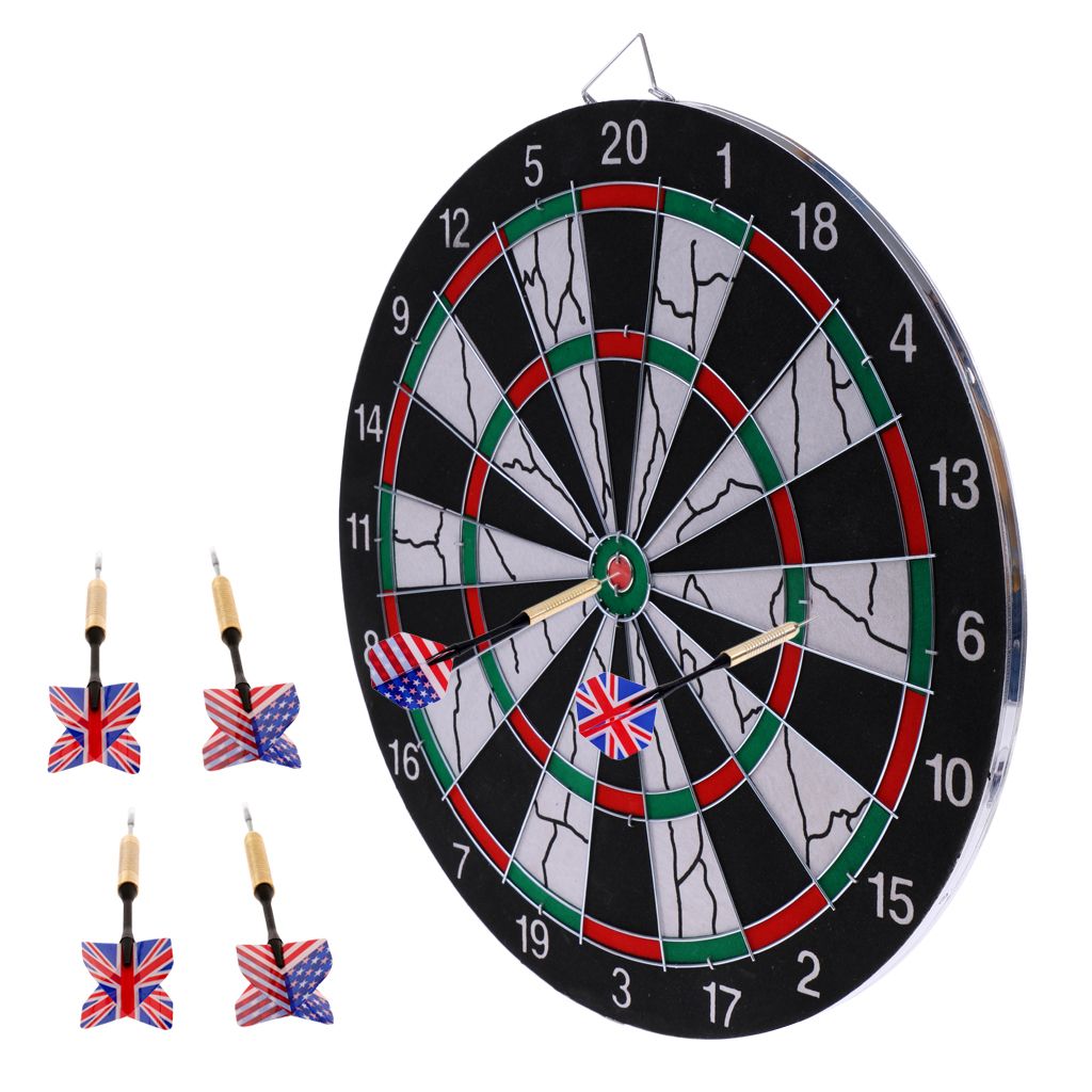 Deluxe 15" Dart Board 6 Brass Darts For Cabinet Pubs House Bar Cafe