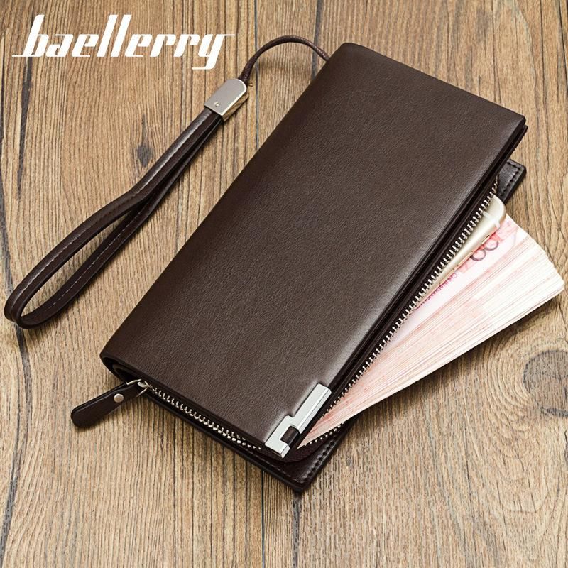 baellerry new casual zipper mobile phone bag multifunctional clutch bag long men's wallet wholesale walle sw006 brown