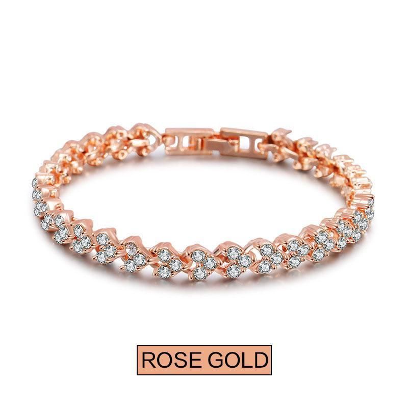 1PC Roman Style Ladies Crystal Diamond Bracelet Gift Rose gold