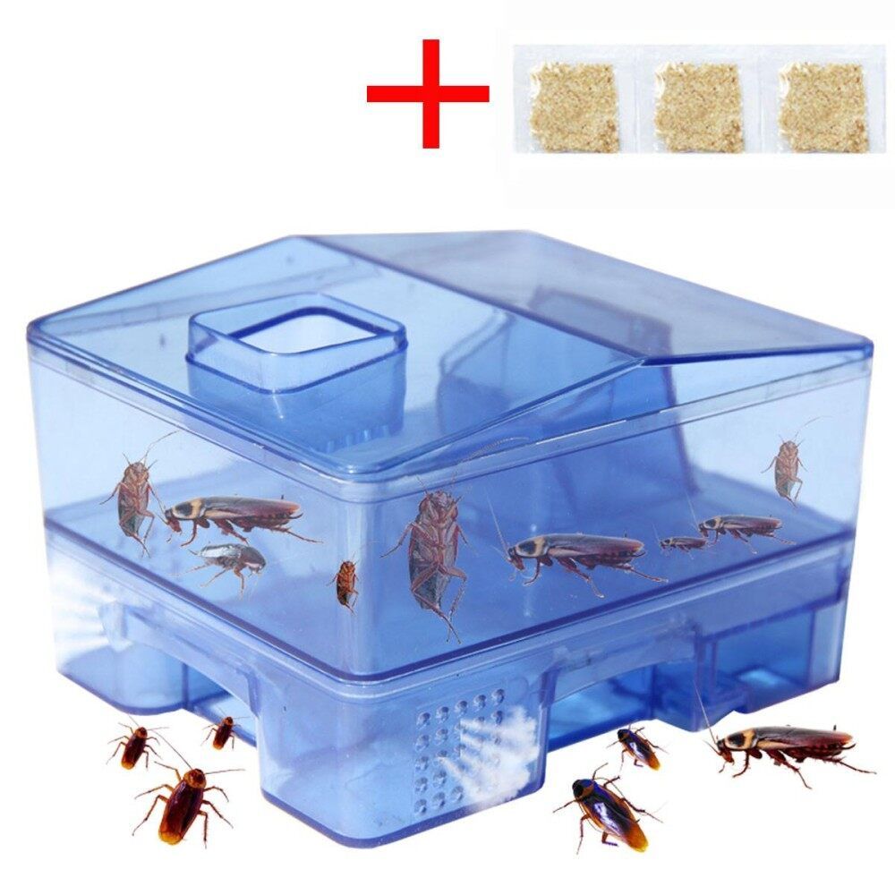1pcs 3 Doors Pest Control Tool Cockroach Trap Container Collect & Killer Catcher Box