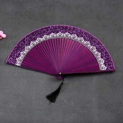 Vintage Chinese Folding Fan Bamboo Silk Fan Hand-Held High
