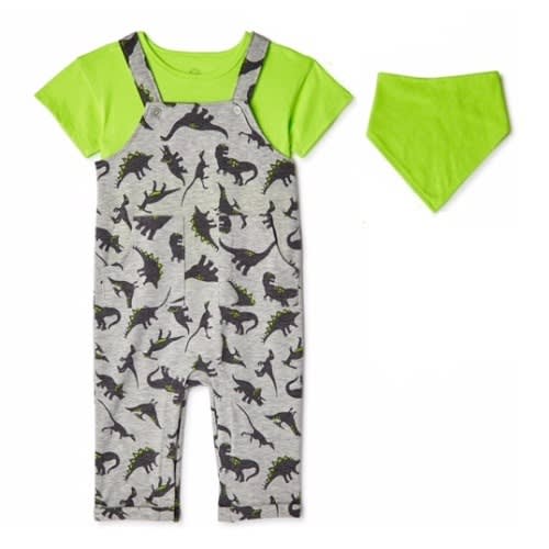Baby Boy Overall Dino Pinafore Outfit Set -3Pieces