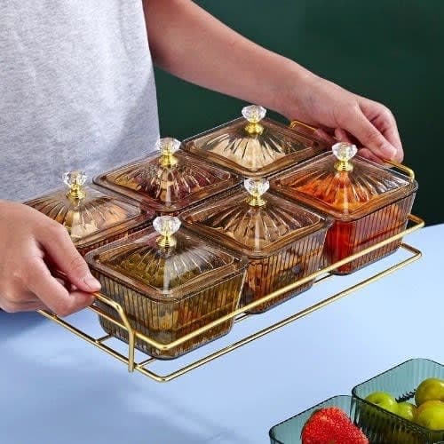 Plastic Transparent Serving Bowl - 6 Grid Bowls