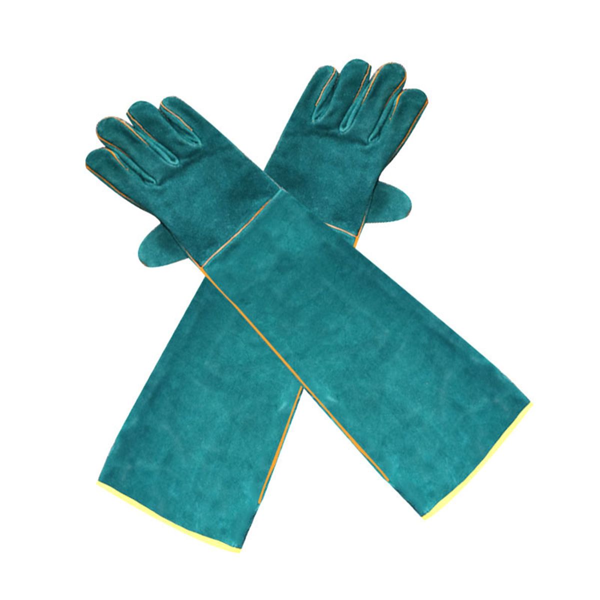 Anti-Bite Safety Gloves Ultra Long Leather Green Pets Grip