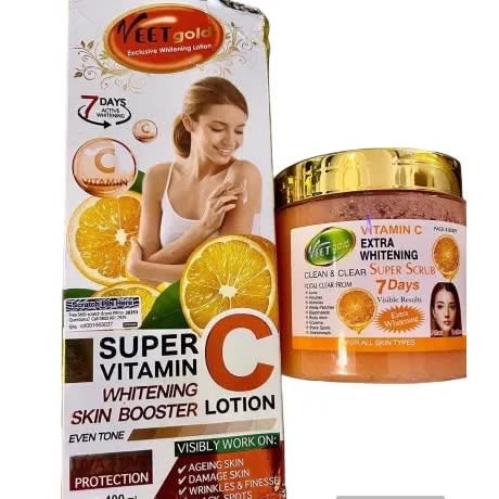 Set Of 2  - Super Whitening Body Lotion - 400ml & Vitamin C Scrub - 500ml