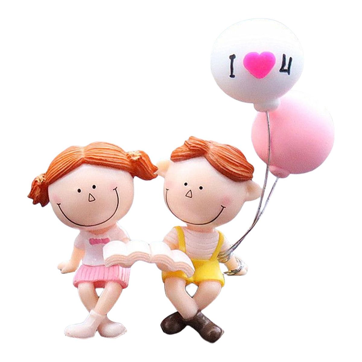 Little artoon ouples Figurines Resin Decorative with Balloon Table C