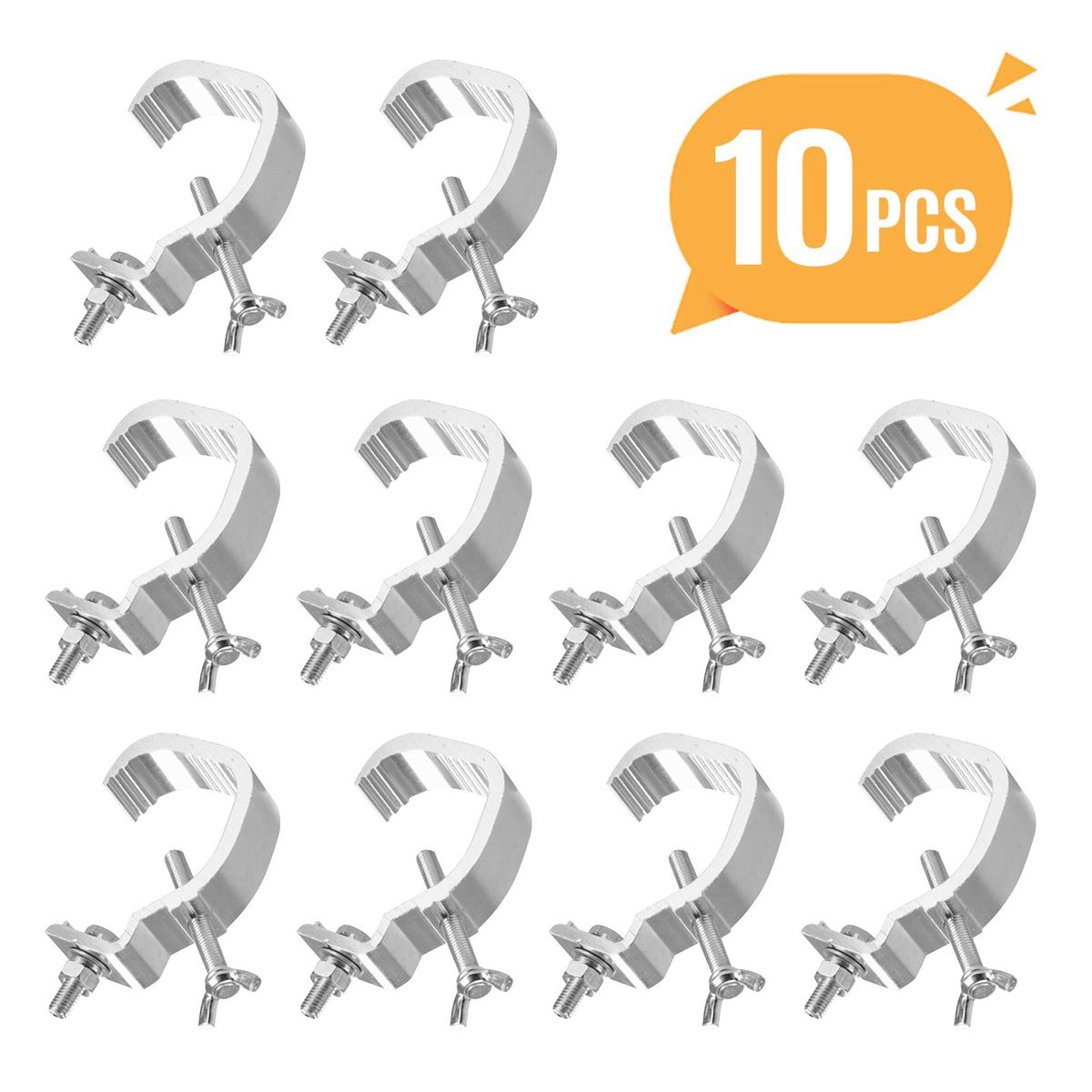 Aoresac 10-Piece Aluminum Light Clamps Stage Light Hooks Truss Clamp with 44lb Load Capacity Adjustable Knob