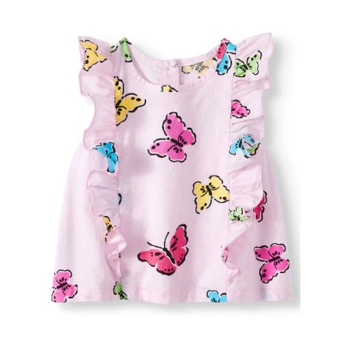 Baby Girl Eyelet Flutter Sleeve Butterfly Top