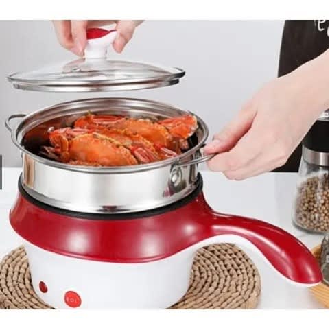 Double Layer Multi-function Non-stick Frying Pan & Electric Cooking Pot - 18cm