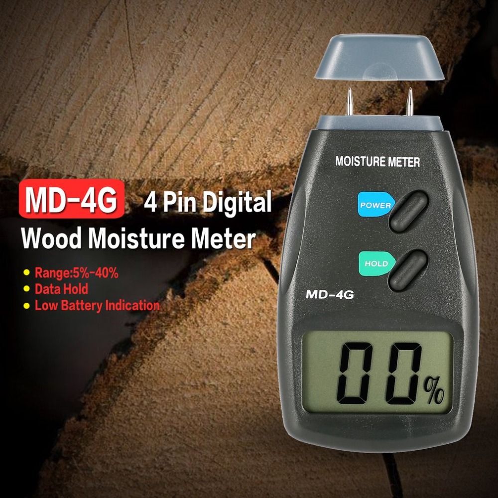 NewMD-4G 4 Pins Wood Moisture Meter Digital LCD Soil Grain