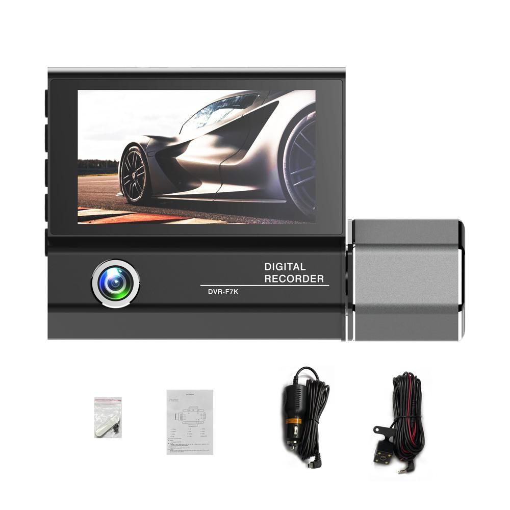 3 Cameras Dash Cam 4in Clear Car Rearview Mirror Car Video Recording Camcorder Car Camera Recorder Auto Safety Driving Recorder