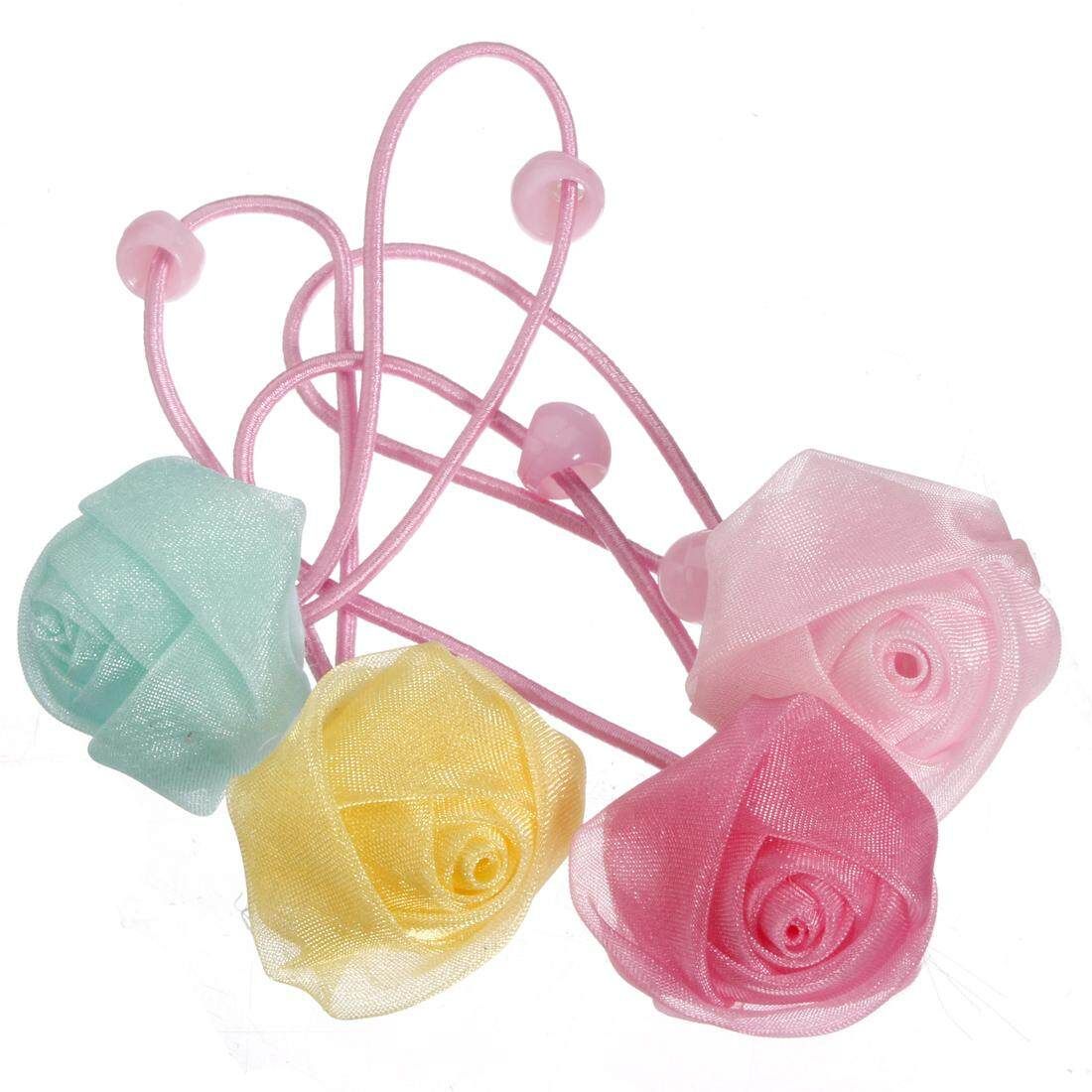 5pcs Elastic Children Rose Rubber Bands Little Girls Hair Accessories