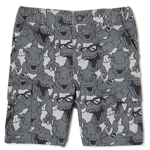 Toddler Boys Cargo Print Shorts &ndash; Grey Dino