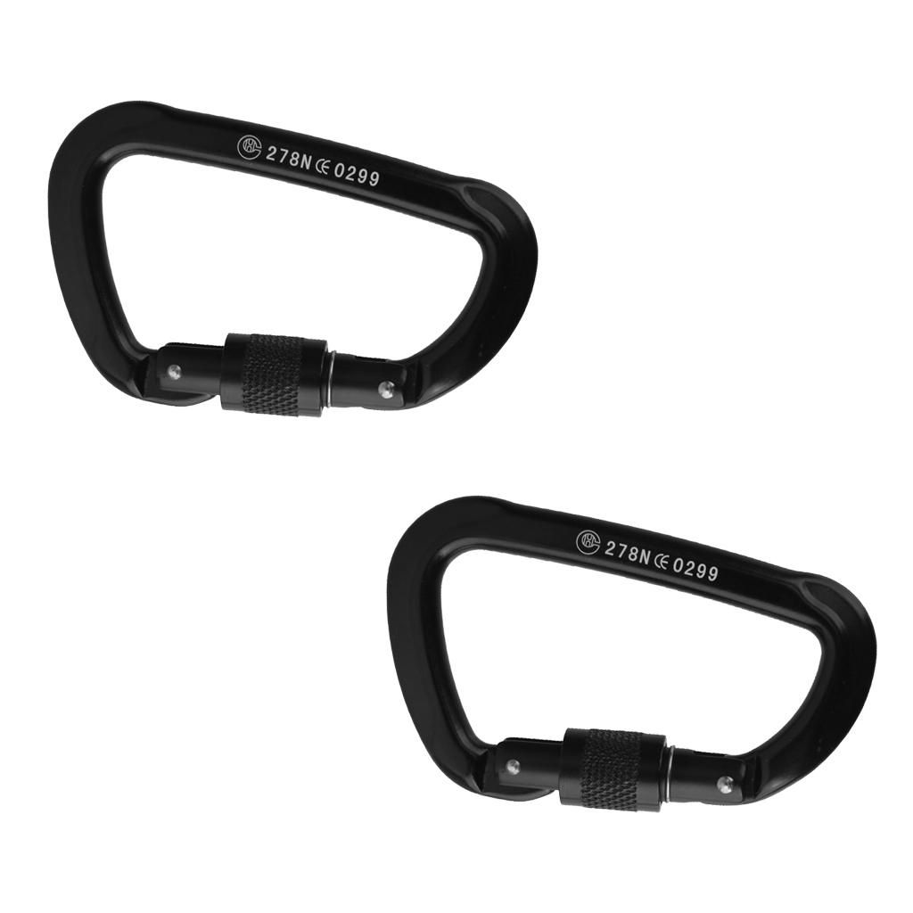 2Pcs 26KN D- Carabiner Key Chain Clip Snap Hook Karabiner