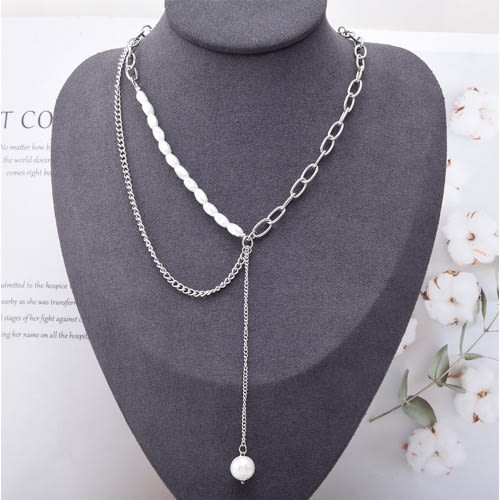 Dangling Double Necklace- Silver