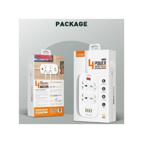 Power Socket 4 Usb 2500w Defender Series - Sc4407 - White