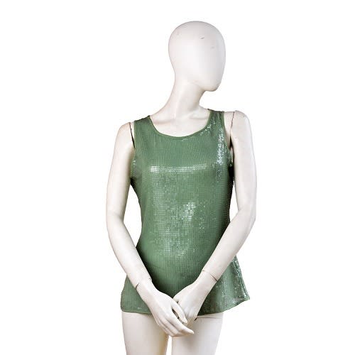 Women Sequins  Sleeveless Top - Green
