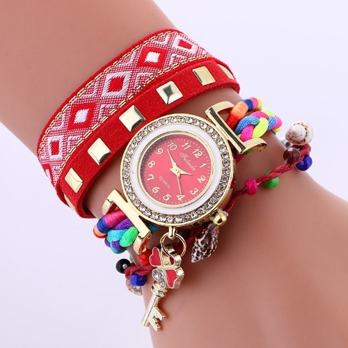 Wristband Wristwatch -Red