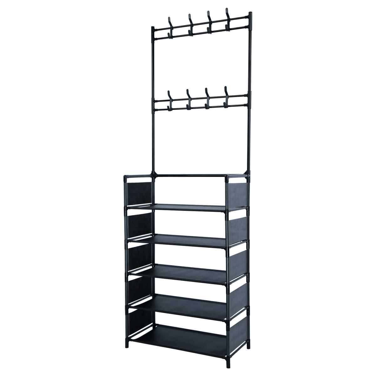 5 Tiers Metal Shoe Rack Hat Rack Adjustable Hall Tree With