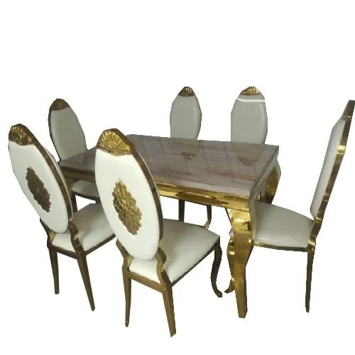 Gold Marble Dinning + 6 Chairs