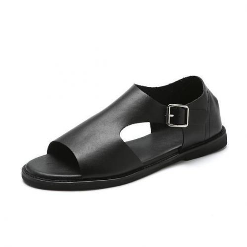 Men's Gladiator Breathable Leather Sandals - Black