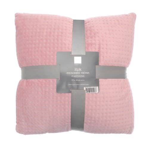 2pc Embossed Velvet Throw Pillows - Pink