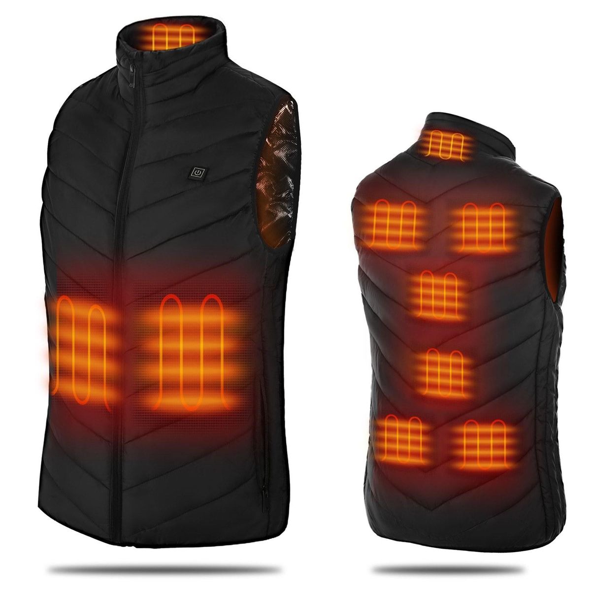 Factory direct cross-border wholesale USB interface smart heating vest for men and women with constant temperature electric heating cotton vest black XXL