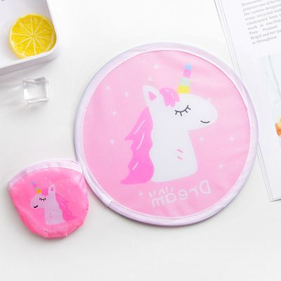 Round Handheld Folding Unicorn/flamingo/swan/pig Fan Disc Mini Flyer Kawaii Decoration Fan Cartoon Pocket Portable Wallet
