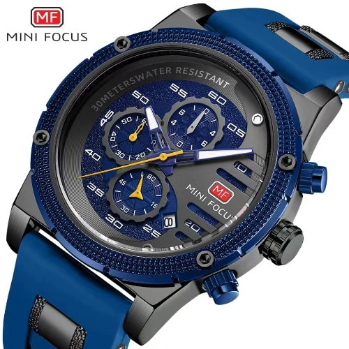 Waterproof Calendar Chronograph Blue Watch