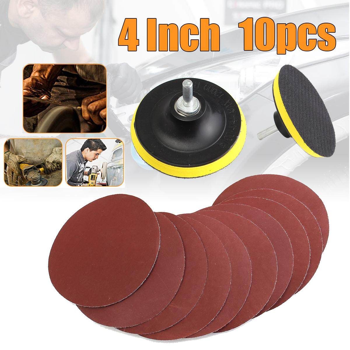 10Pcs 4'' Sanding Disc Sandpaper Hook Loop 1000 + Backer Pad With Drill Adapter