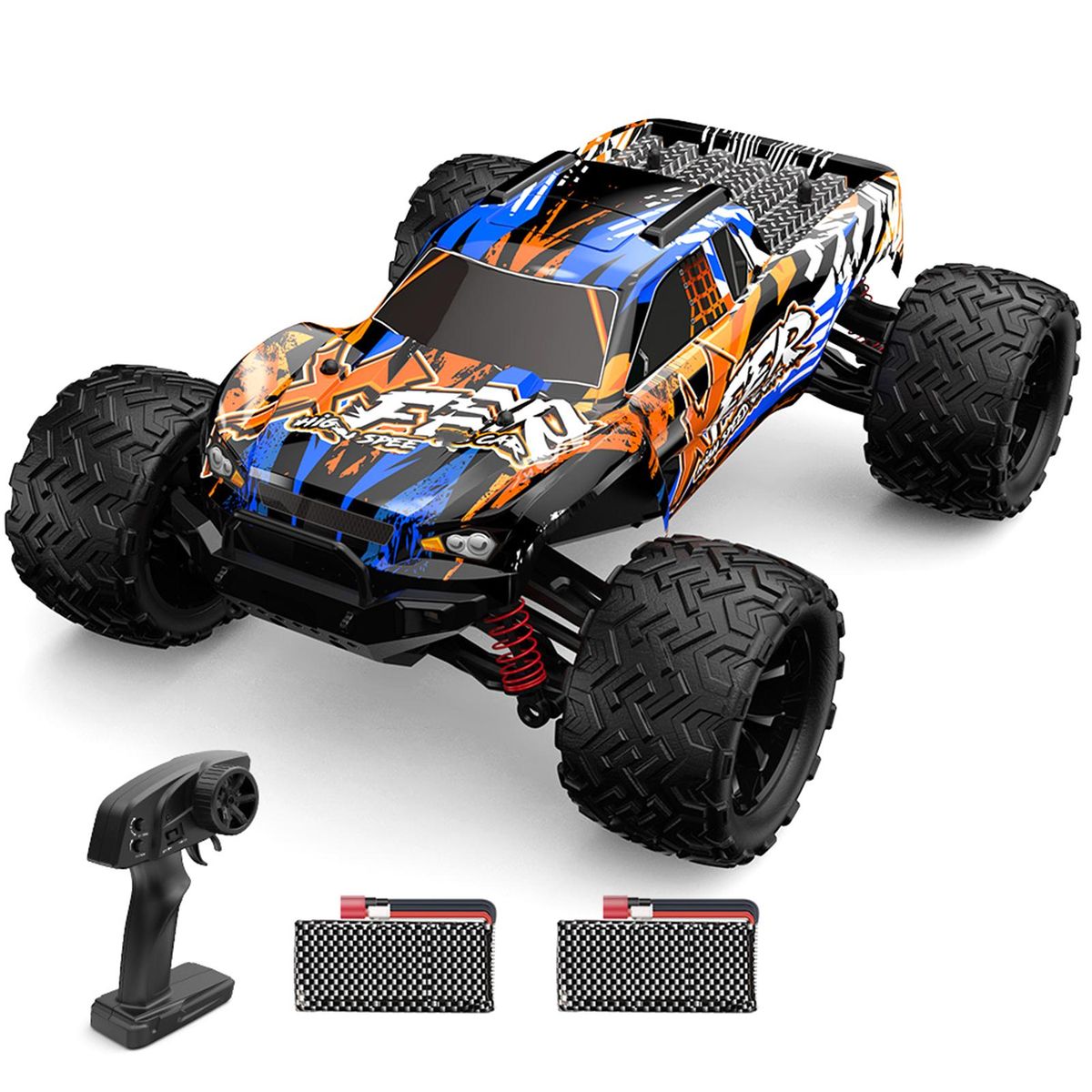 Remote Control Car 1/16 2.4GHz 40km/h All Terrain Off Road Trucks 4WD Climbing Car Gifts Full Scale for Kids Adults 2 Battery