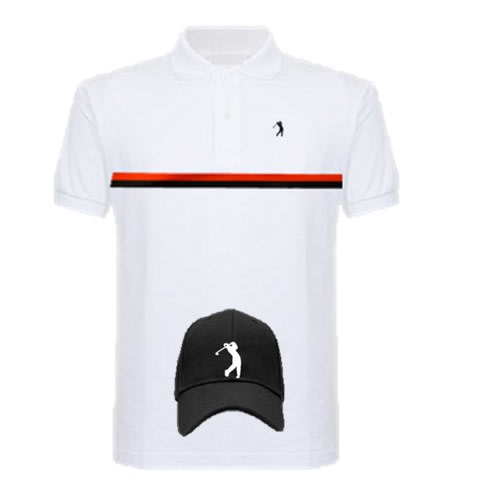 White Polo T-shirt With Black Face Cap