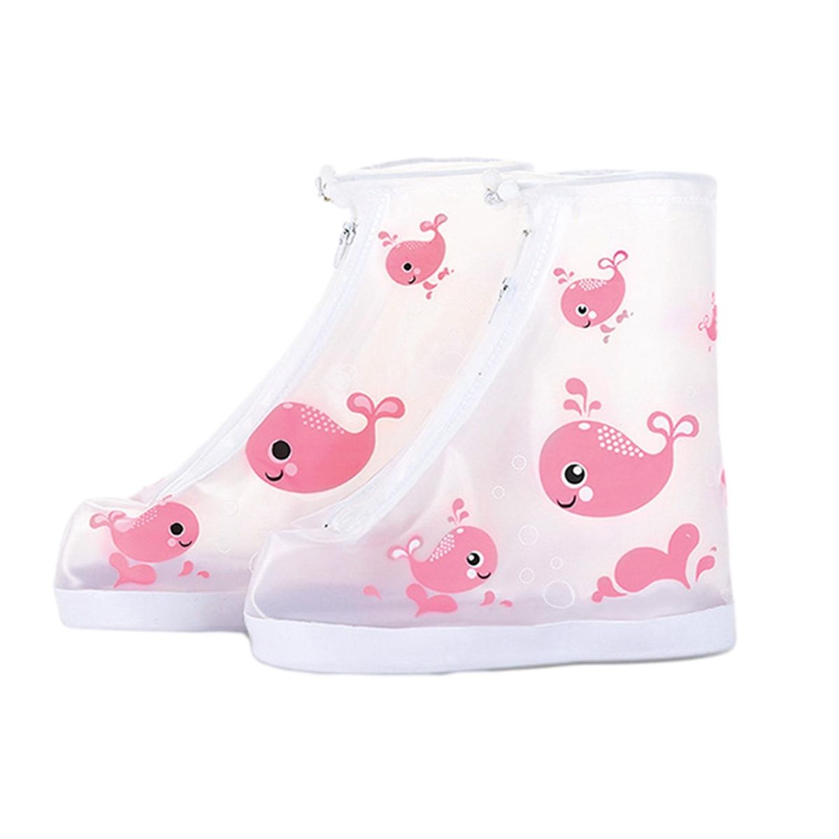 Kids Waterproof Rain Shoe Covers Cartoon Print Rain Boots for Boys Pink