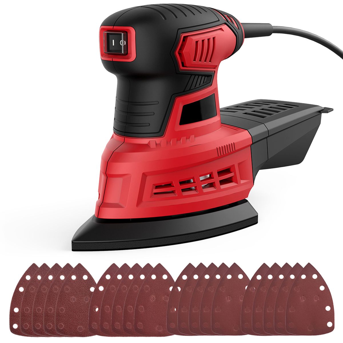 200W Detail Sander 1.6A Random Orbit Sander With 20Pcs