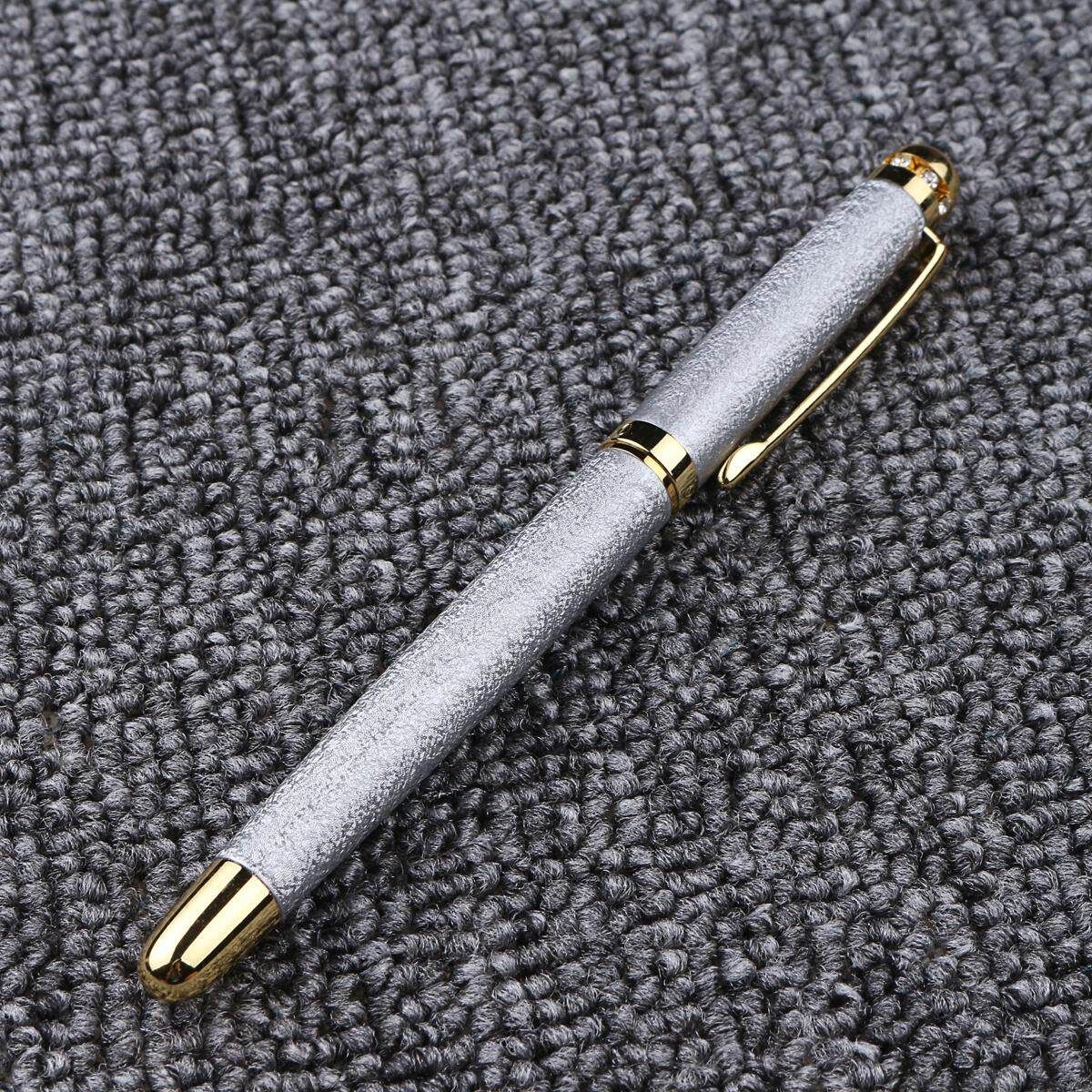Hero 9120 0.5mm Metal Fountain Pen Writing Gift Fine Nib Students Office Silver (silver)