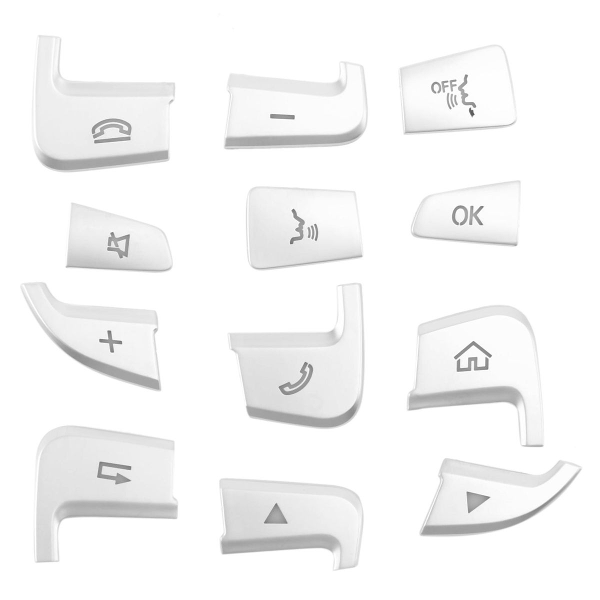 12Pcs Car Styling Steering Wheel Button Covers Trim Stickers for Mercedes Benz GLC X253 2015 2016 & C Class W205 2014 2015 Silver ABS