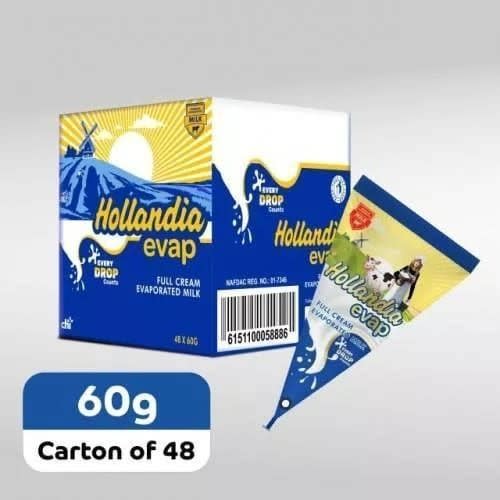 Evaporated Full Cream Hollandia Milk - 60g X48pcs