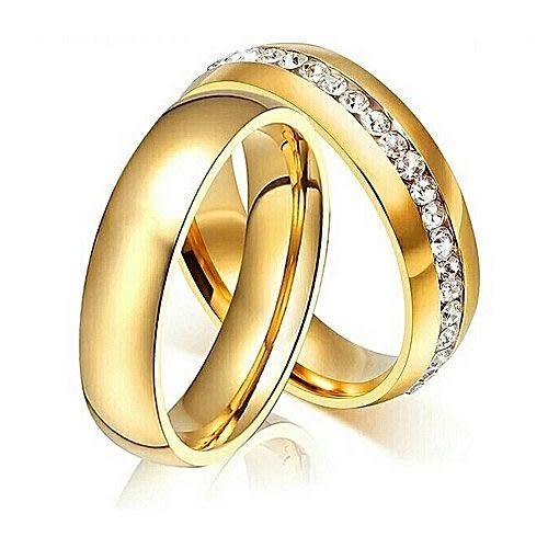 Titanium Wedding Ring Pair For Couple- Gold