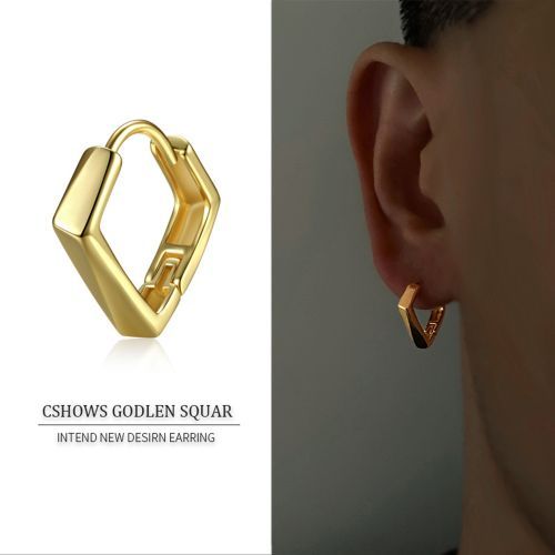 Geometric Niche Earrings Male Ear Hoop Female Golden Personality Jewelry Gold