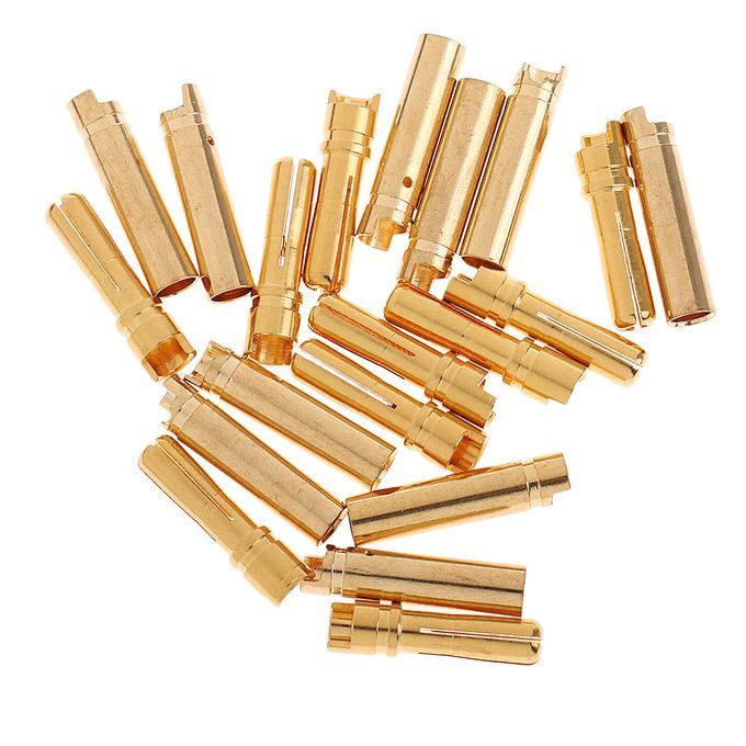 10 Pairs 4.0mm Golden Banana Connectors Plugs For Lipo Battery Adapter