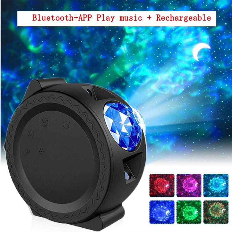 Starry Sky  Light LED Nebula Cloud Night Light Voice Control Ocean Waving Light Rotation Projection Lamp For Kids